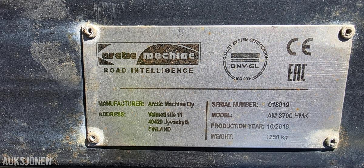 2018 Arctic Machine AM 3700 HMK snøplog, 3 700 mm arbeidsbredde, Parallellogram