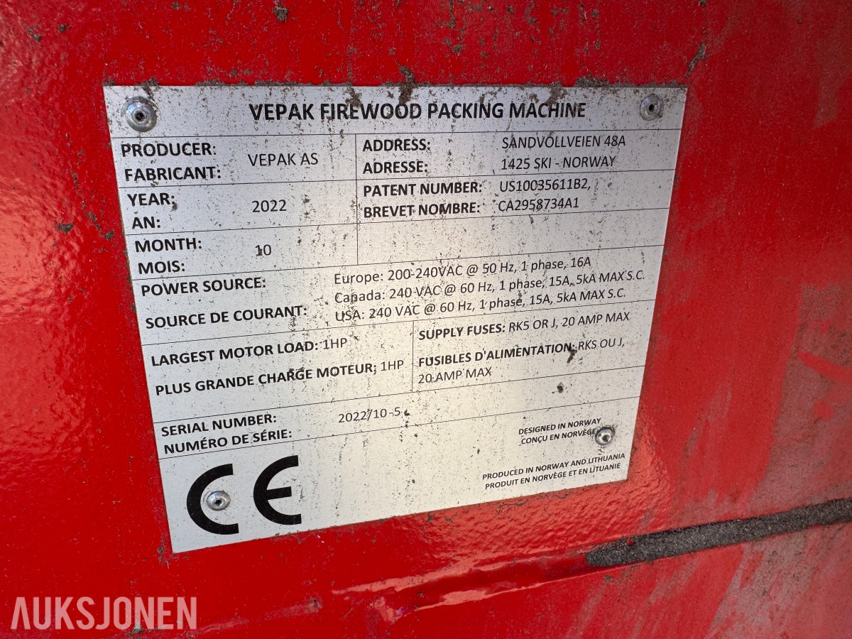 2022 VEPAK FIREWOOD PACKING MACHINE VEDPAKKEMASKIN 40L