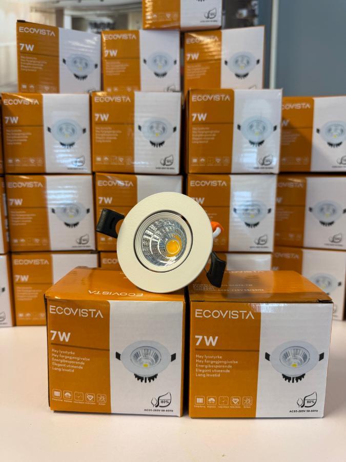 60 stykk 7w Ecovista Dimbare Moderne Led Spotter. WHITE EDITION. Helt nye! Ecovista