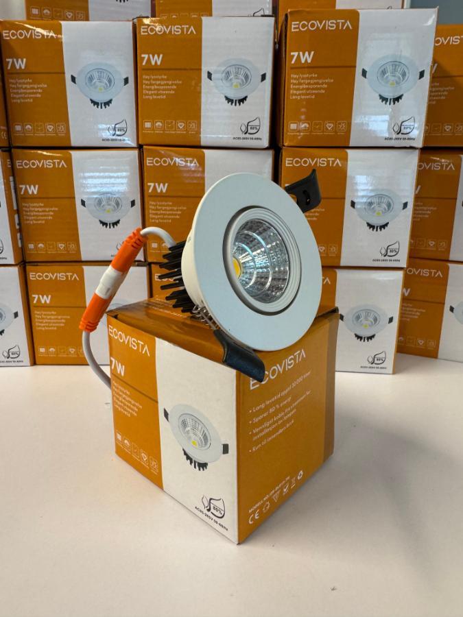 60 stykk 7w Ecovista Dimbare Moderne Led Spotter. WHITE EDITION. Helt nye! Ecovista