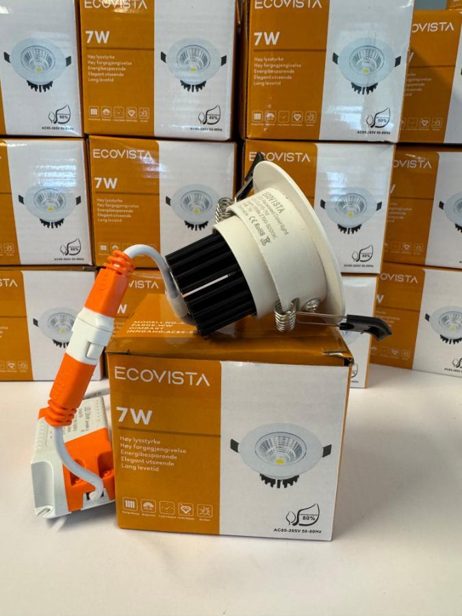 60 stykk 7w Ecovista Dimbare Moderne Led Spotter. WHITE EDITION. Helt nye! Ecovista