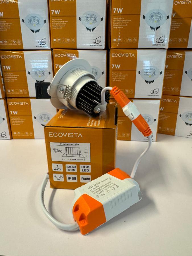 60 stykk 7w Ecovista Dimbare Moderne Led Spotter. WHITE EDITION. Helt nye! Ecovista