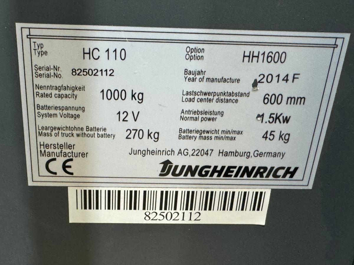 2014 Jungheinrich HC 110 Pallejekk - 1000 kg
