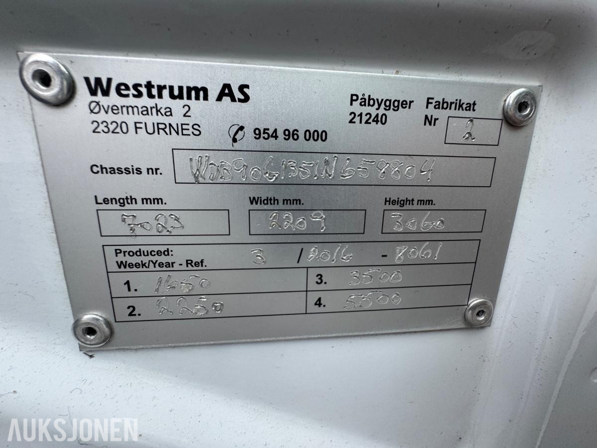 2016 Mercedes-Benz Sprinter 316 CDI/43 skapbil med bakløfter / EU-ok / 286608km