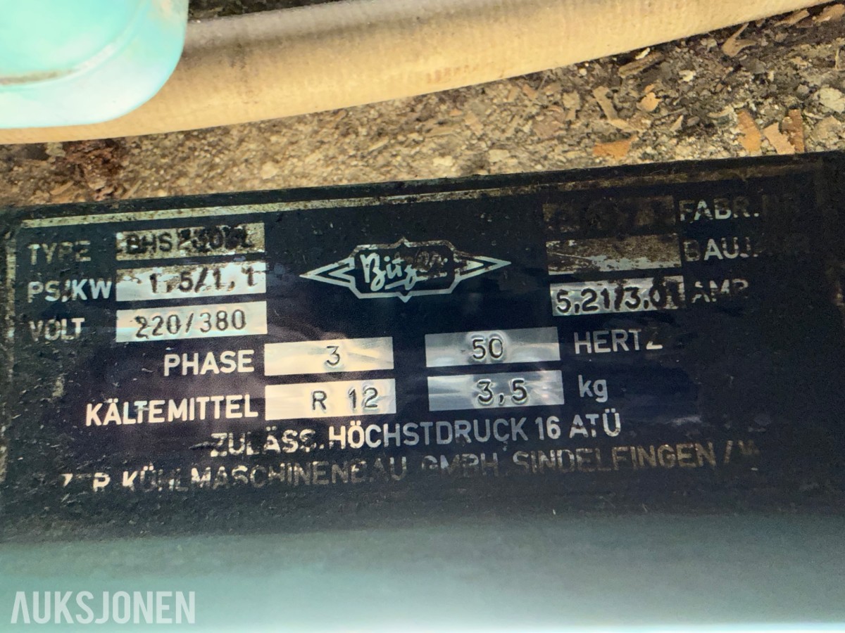 Bitzer Kjøledisk med kjøleaggerigat og el. koblinger fra 1992