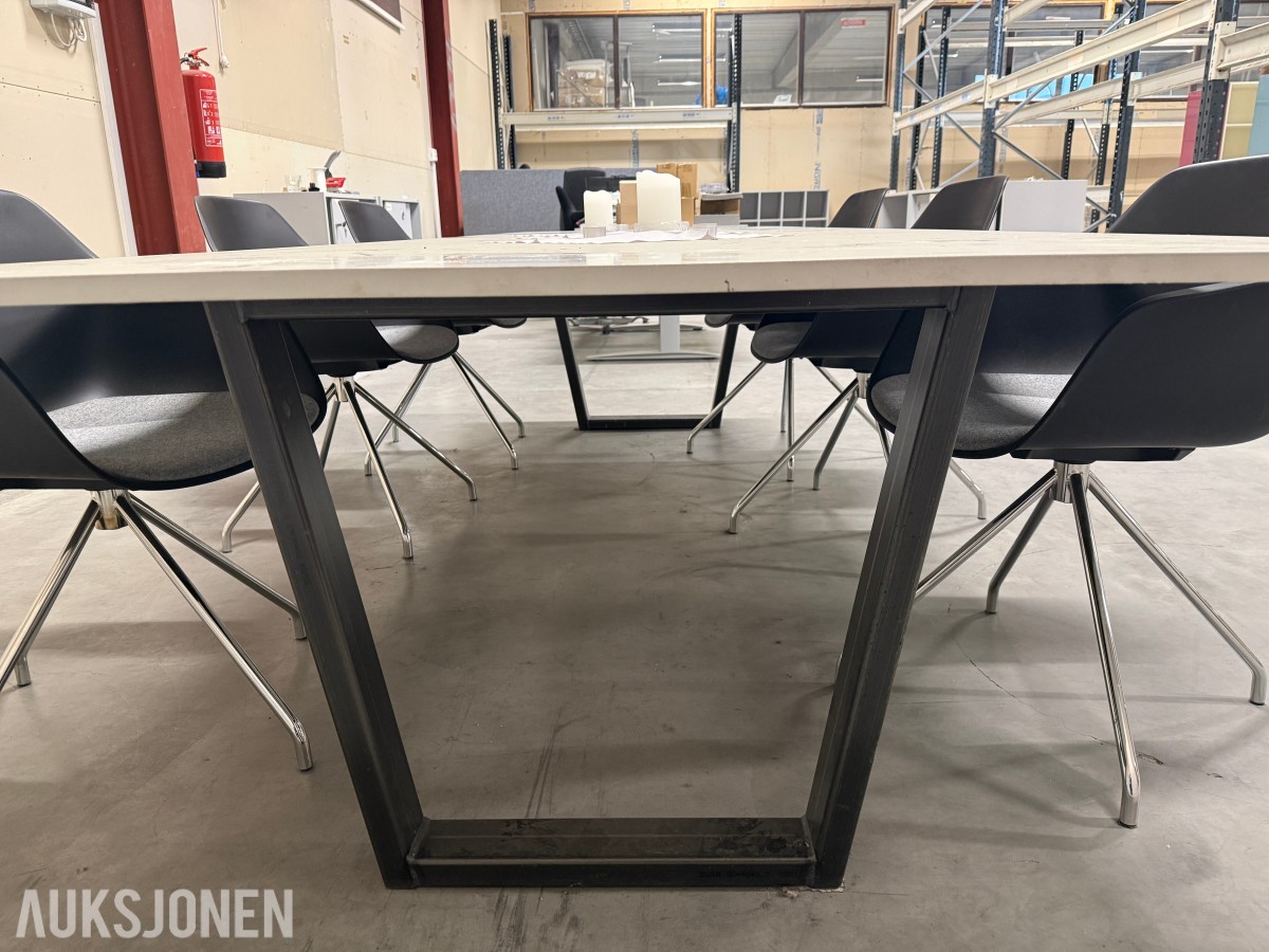 Møtebord Whiteboard 300cm lengde m/6 Stoler