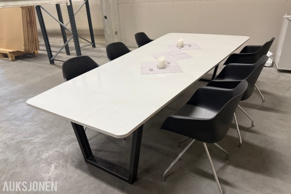 Møtebord Whiteboard 300cm lengde m/6 Stoler