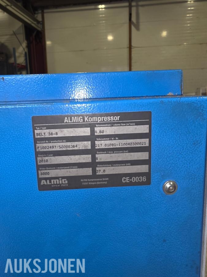 2010 Almig kompressor 38-8 Belt 38-8