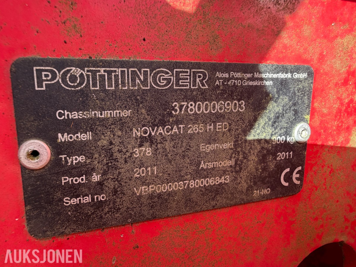 2011 PÖTTINGER NOVACAT 265 H ED SKIVESLÅMASKIN - 262 CM -PTO