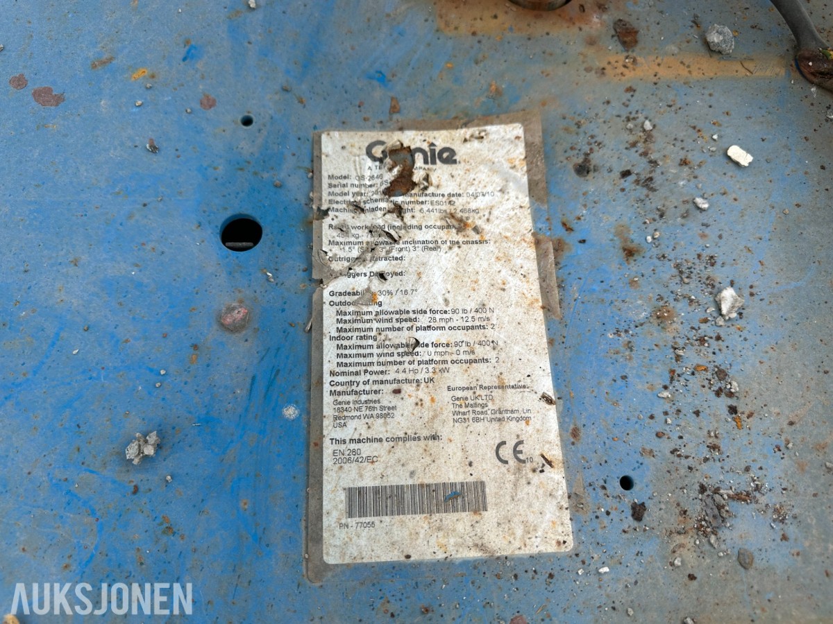 2010 Genie GS-2646 sakselift, 411 t