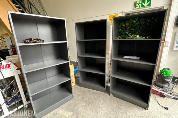 3 stk. grå AJ reoler / hyller – 169 x 76 x 41 cm