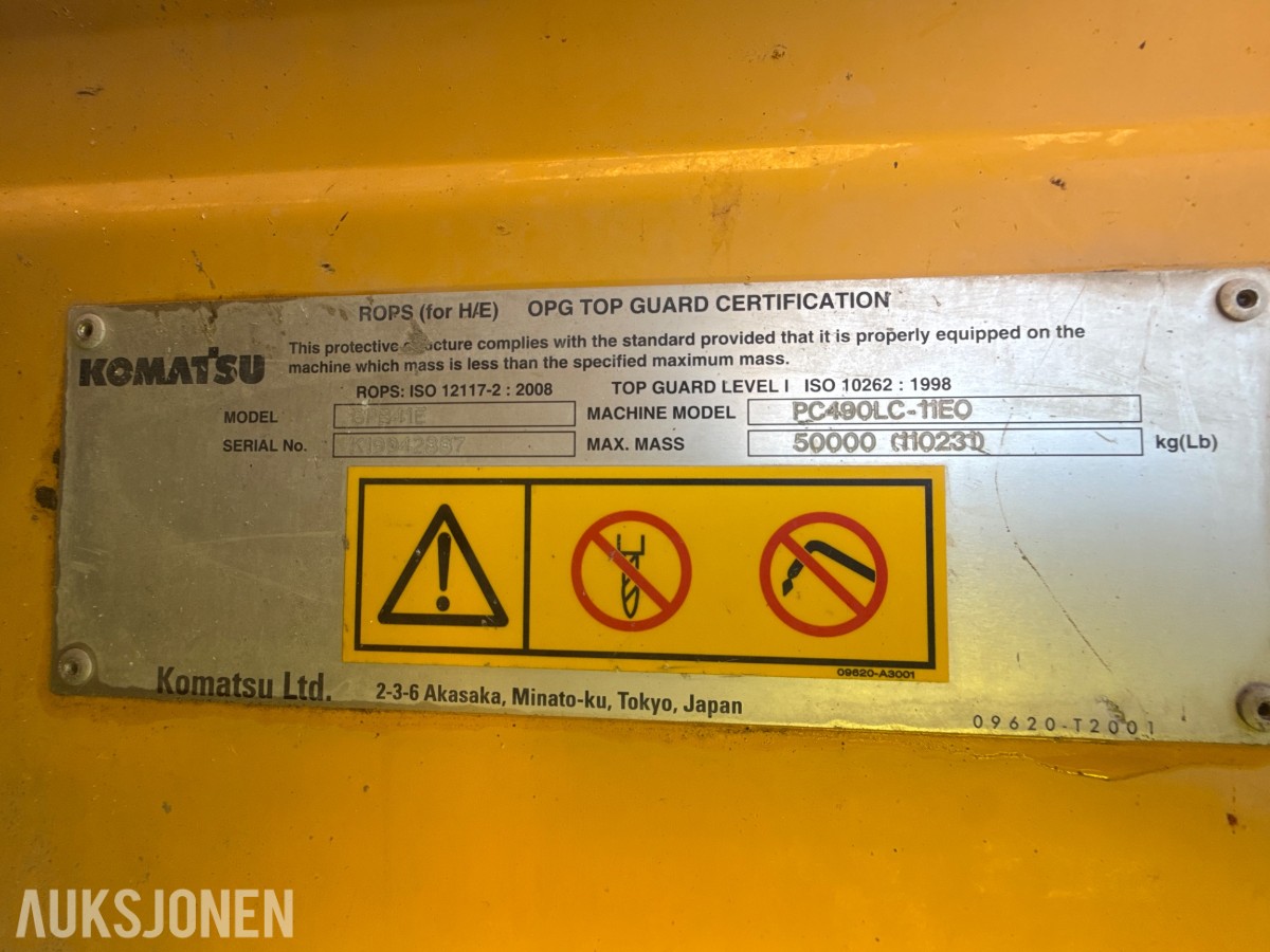 2020 Komatsu PC490LC-11E0 beltegraver med graveskuffe – 48 tonn