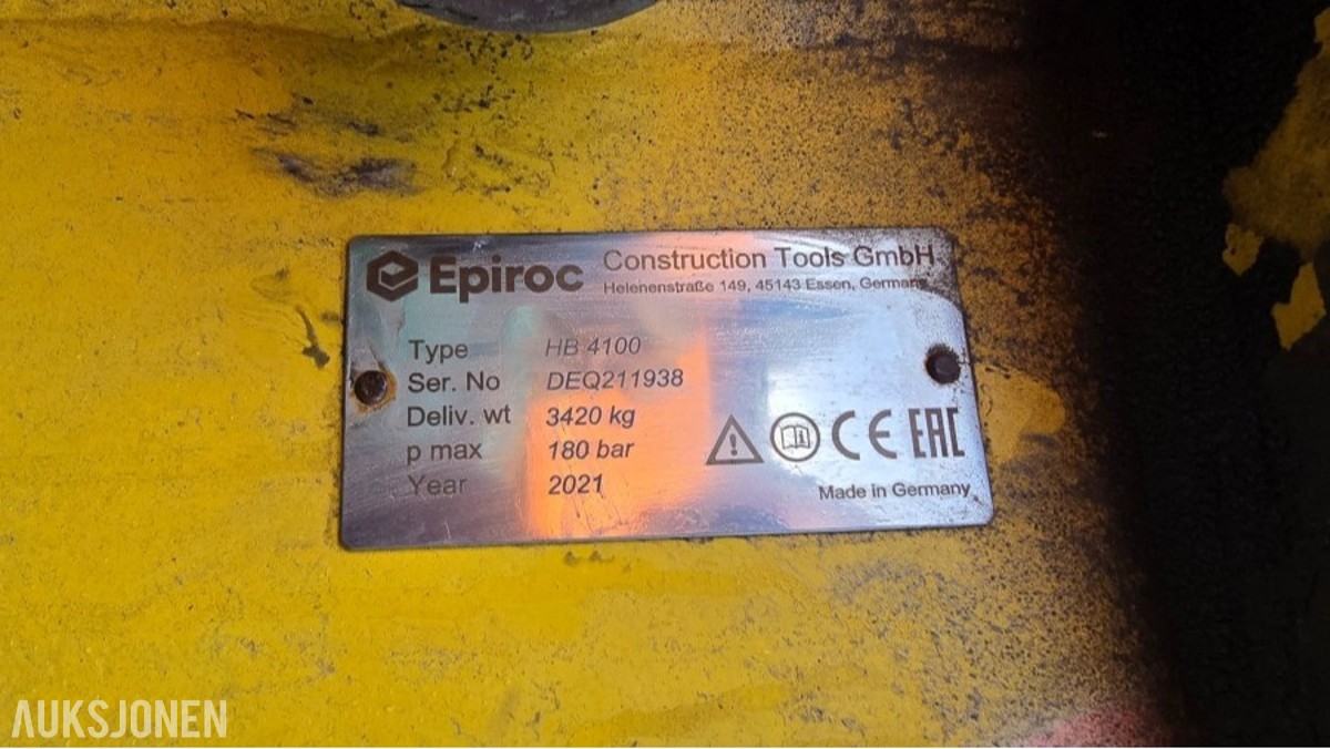 2021 Epiroc HB 4100 B Pigghammer m/KM3 Hammerplate