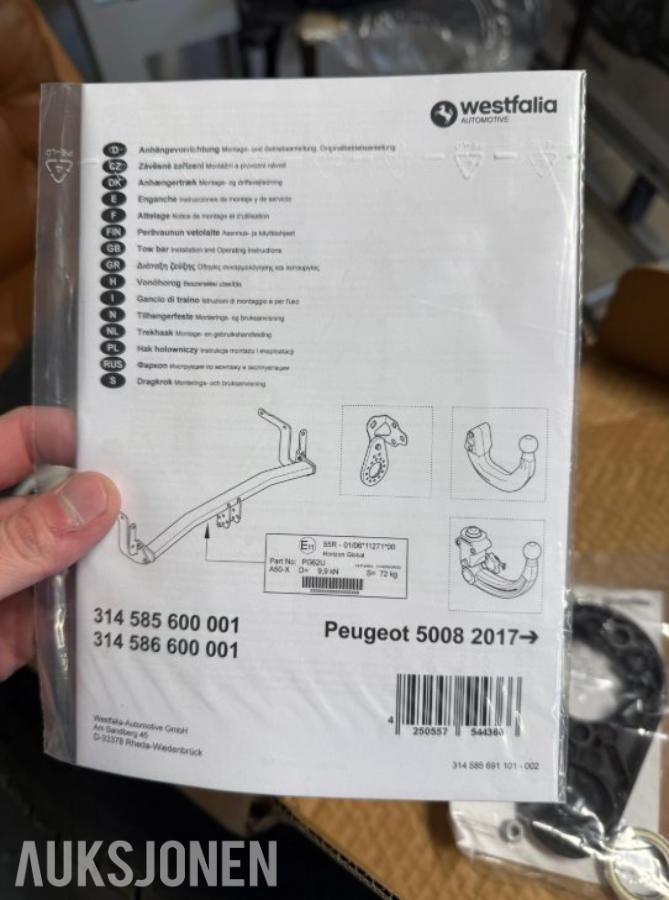 Hengerfeste til Peugeot 5008 (2017 eller nyere)