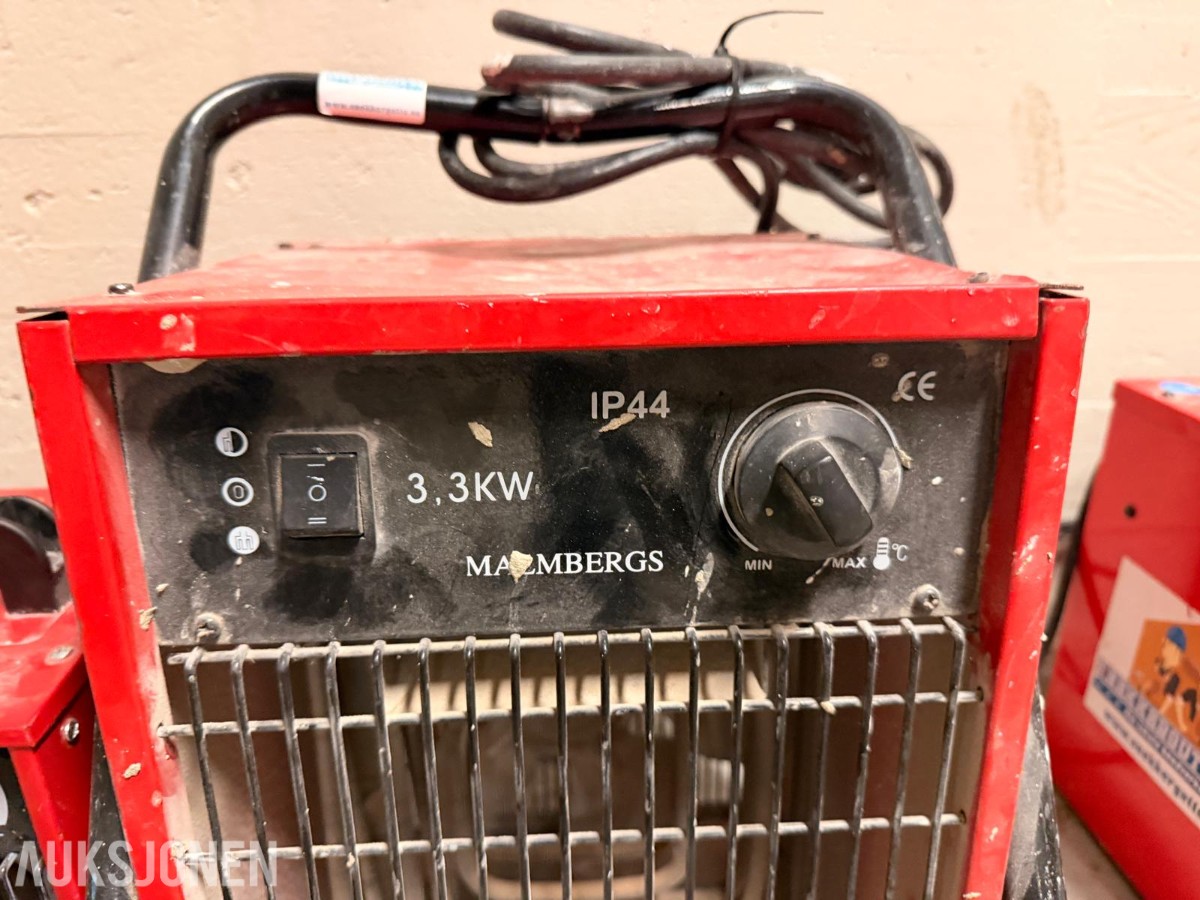 5 stk. Malmbergs/Bygg-Ström varmevifter 2–3,3 kW
