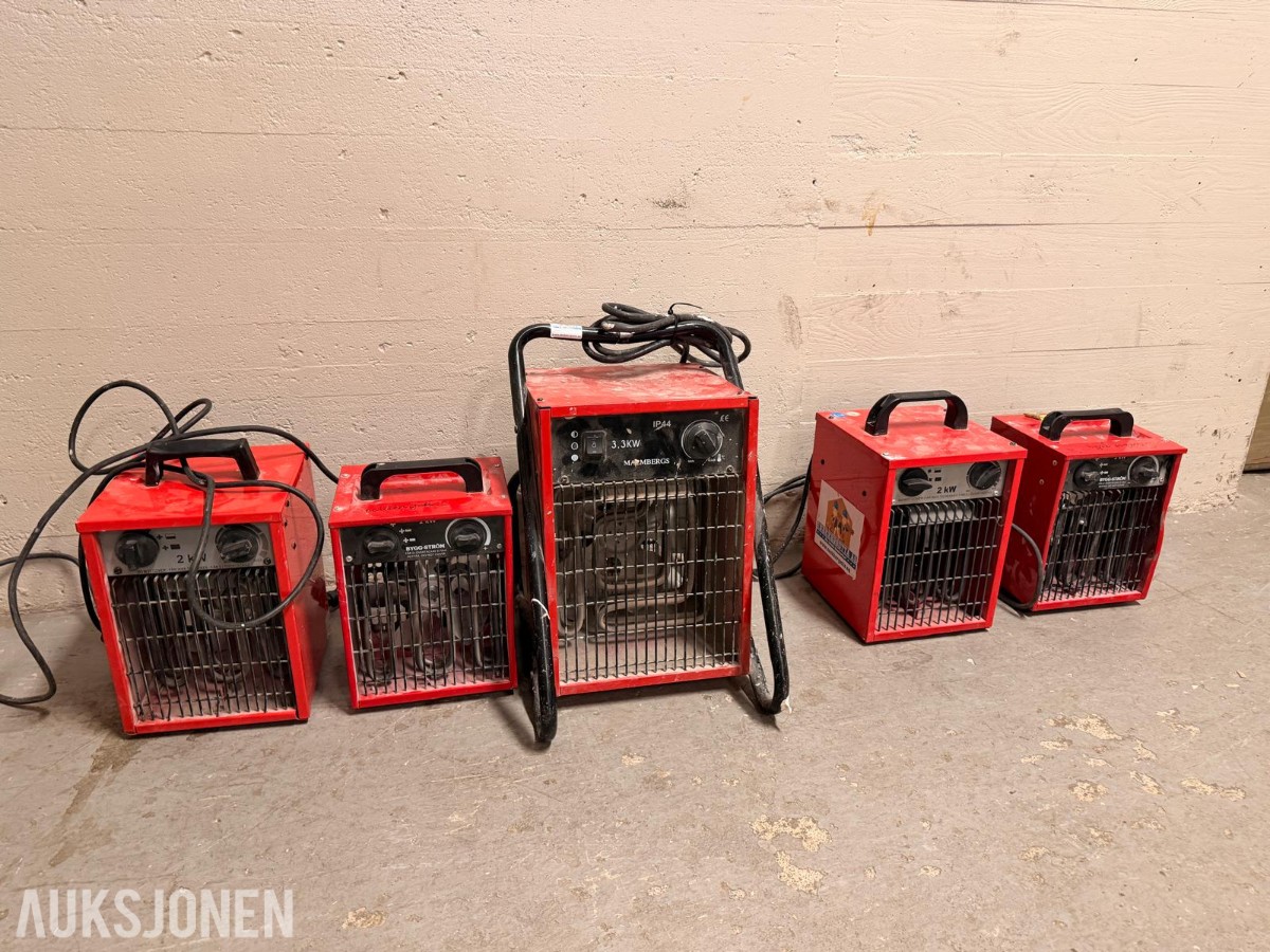 5 stk. Malmbergs/Bygg-Ström varmevifter 2–3,3 kW