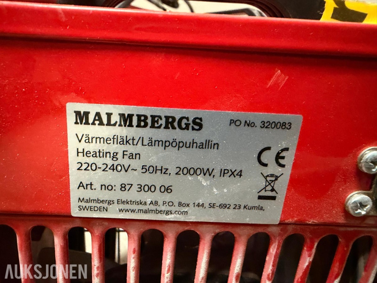 5 stk. Malmbergs/Bygg-Ström varmevifter 2–3,3 kW
