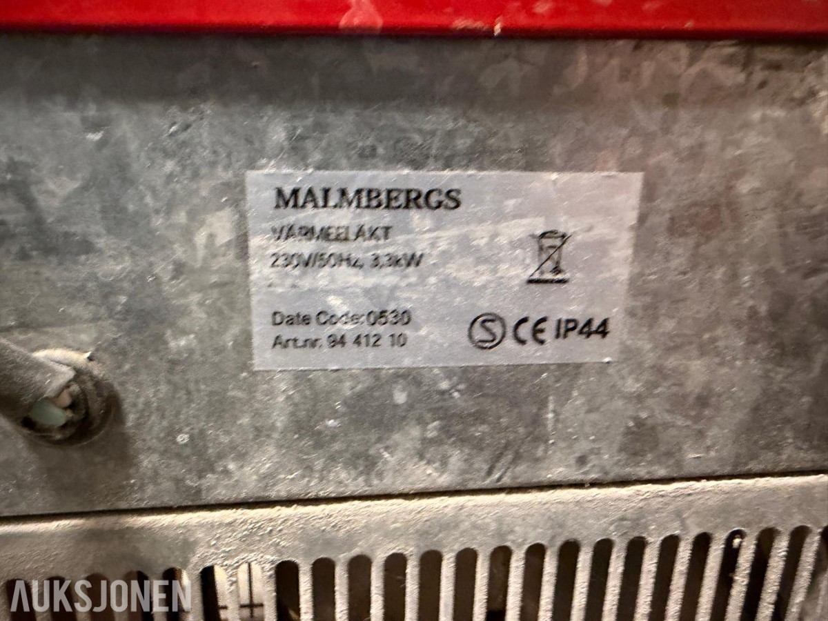 5 stk. Malmbergs/Bygg-Ström varmevifter 2–3,3 kW
