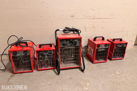5 stk. Malmbergs/Bygg-Ström varmevifter 2–3,3 kW
