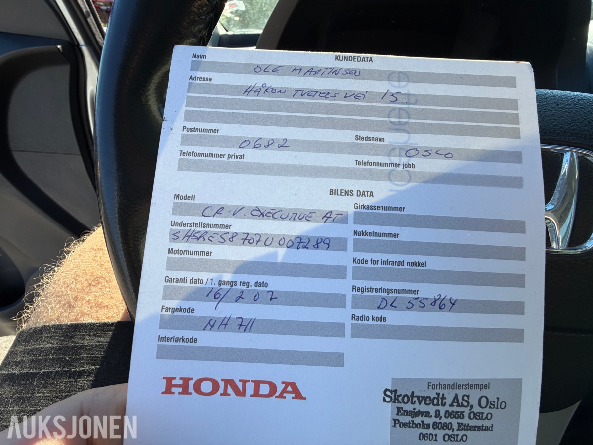 2007 Honda CR-V 2.0-150 4WD / Automat / Skinn / Ryggekamera / Servicehefte / EU-OK