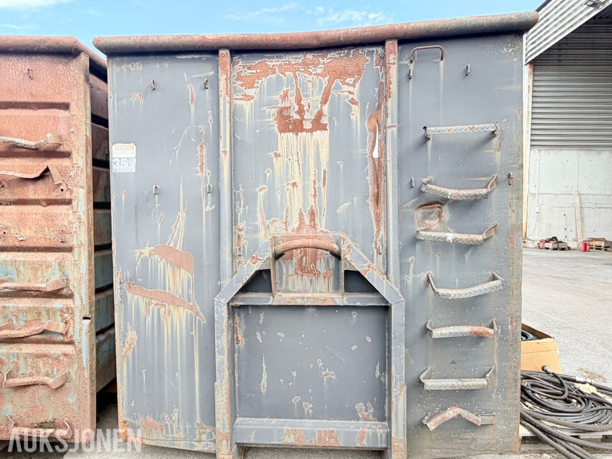KROKKASSE / KROKCONTAINER - GMM ÅPEN STÅLCONTAINER - DØRER - STIGTRINN