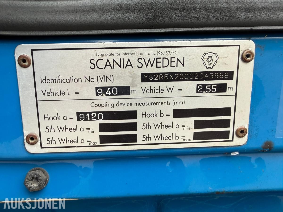 Scania R620 V8 kranbil med HIAB 195-5 kran og 3-akslet henger