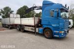 Scania R620 V8 kranbil med HIAB 195-5 kran og 3-akslet henger