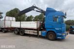 Scania R620 V8 kranbil med HIAB 195-5 kran og 3-akslet henger