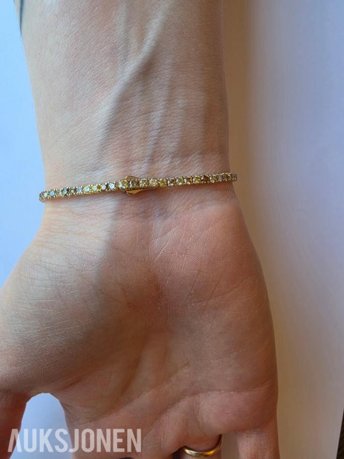 3.21CT DIAMANTARMBÅND I 14K GULL. NATURLIGE DIAMANTER! TAKSTBREV OG SERTIFIKAT!