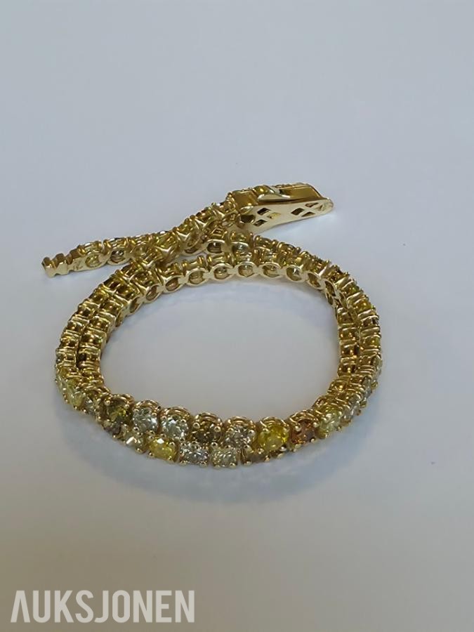 3.21CT DIAMANTARMBÅND I 14K GULL. NATURLIGE DIAMANTER! TAKSTBREV OG SERTIFIKAT!