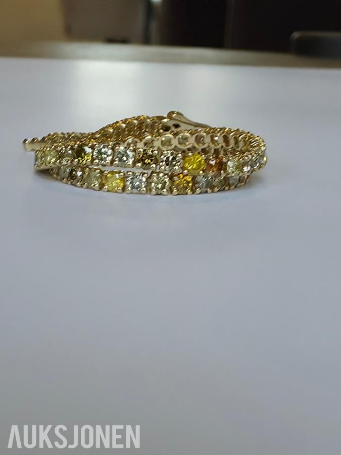 3.21CT DIAMANTARMBÅND I 14K GULL. NATURLIGE DIAMANTER! TAKSTBREV OG SERTIFIKAT!