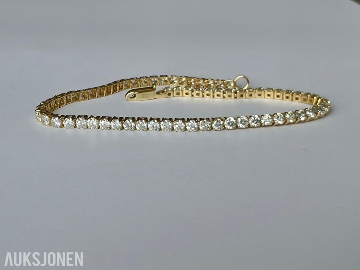 2.86CT DIAMANTARMBÅND I 14K GULL. NATURLIGE DIAMANTER! TAKSTBREV OG SERTIFIKAT!