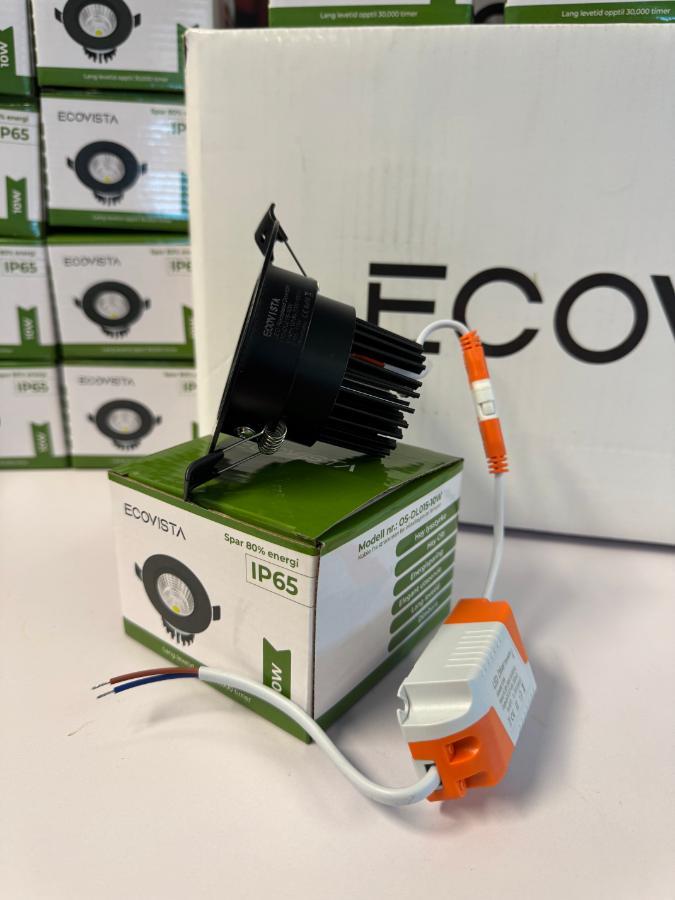 60stk 10w Ecovista Dimbare Led Spotter BLACK EDITION! Helt nye moderne og kvalitets Led spotter! Ecovista