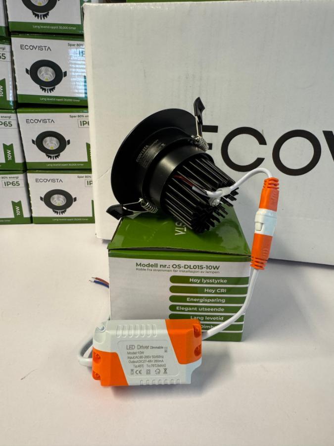 60stk 10w Ecovista Dimbare Led Spotter BLACK EDITION! Helt nye moderne og kvalitets Led spotter! Ecovista