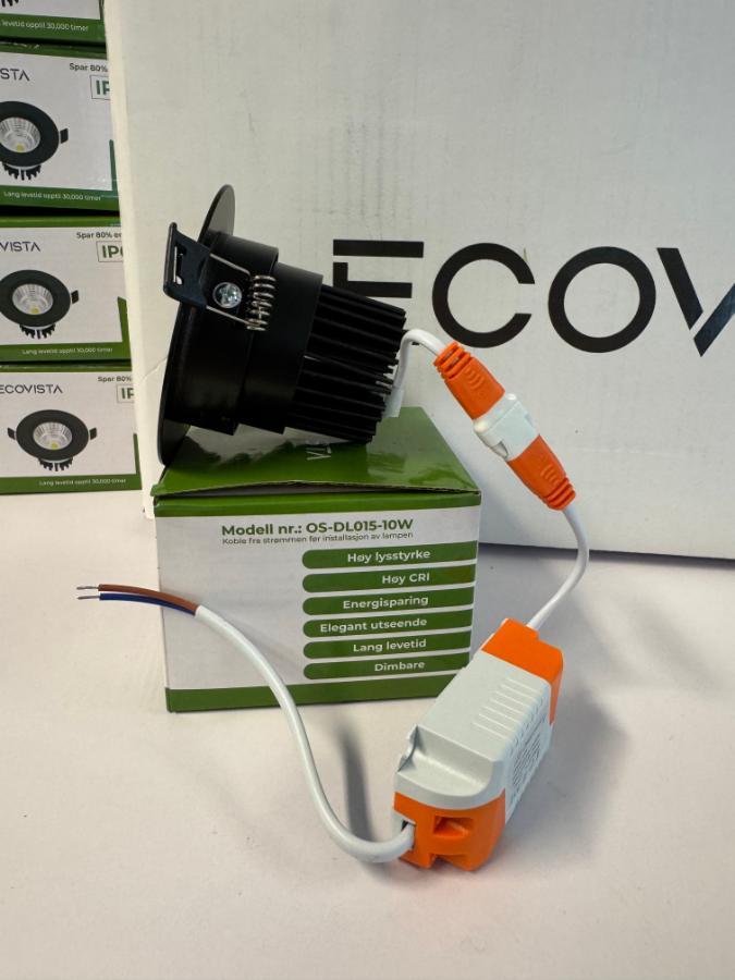 60stk 10w Ecovista Dimbare Led Spotter BLACK EDITION! Helt nye moderne og kvalitets Led spotter! Ecovista