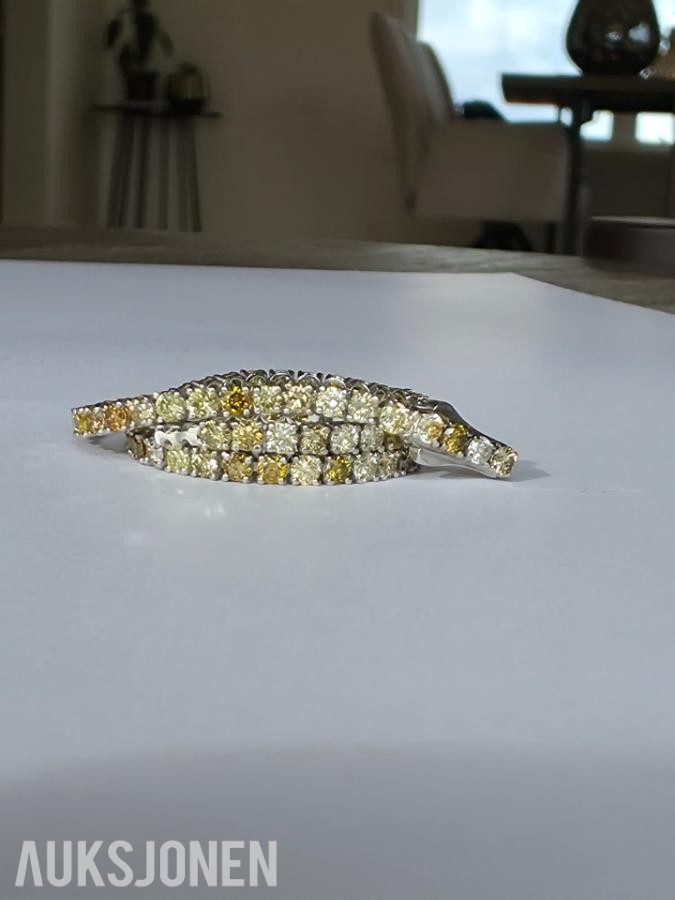 3.28CT DIAMANTARMBÅND I 14K GULL. NATURLIGE DIAMANTER! TAKSTBREV OG SERTIFIKAT!