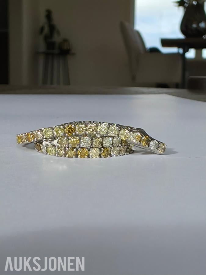 3.28CT DIAMANTARMBÅND I 14K GULL. NATURLIGE DIAMANTER! TAKSTBREV OG SERTIFIKAT!