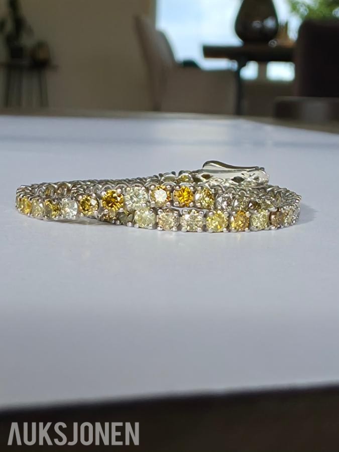 3.28CT DIAMANTARMBÅND I 14K GULL. NATURLIGE DIAMANTER! TAKSTBREV OG SERTIFIKAT!