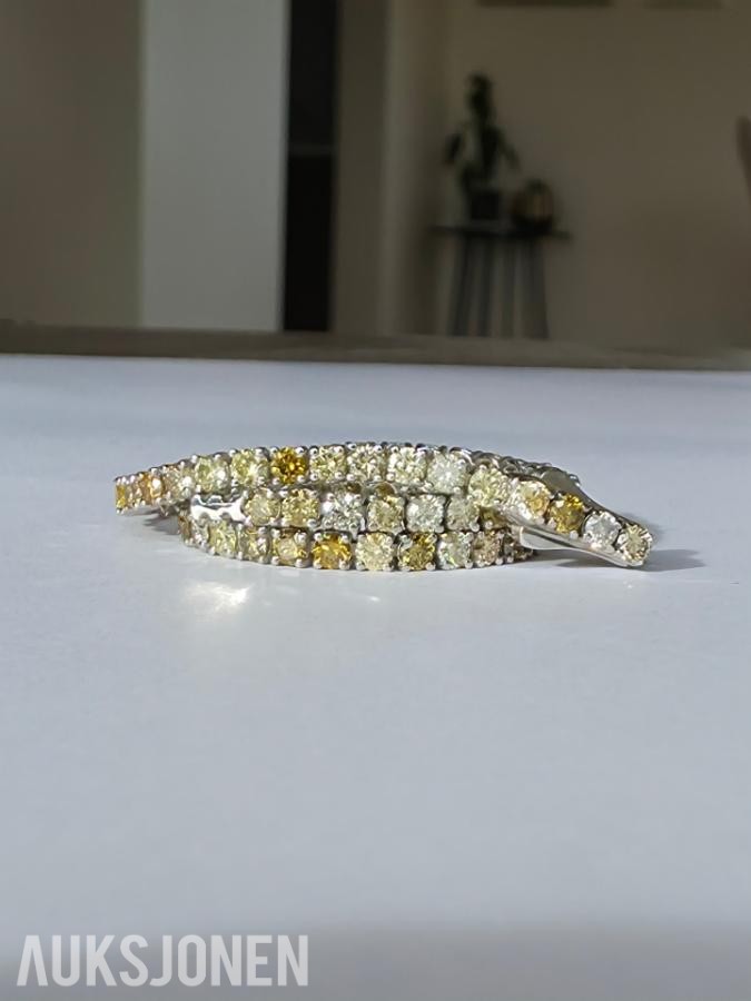 3.28CT DIAMANTARMBÅND I 14K GULL. NATURLIGE DIAMANTER! TAKSTBREV OG SERTIFIKAT!