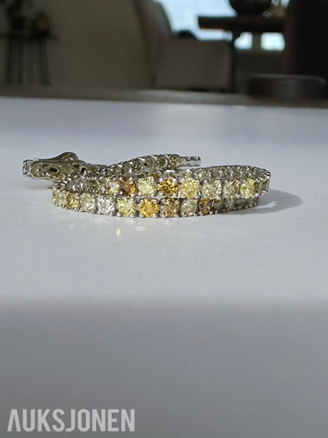 3.28CT DIAMANTARMBÅND I 14K GULL. NATURLIGE DIAMANTER! TAKSTBREV OG SERTIFIKAT!