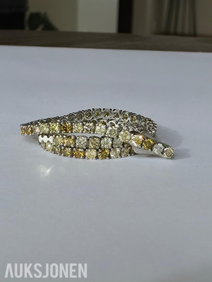 3.28CT DIAMANTARMBÅND I 14K GULL. NATURLIGE DIAMANTER! TAKSTBREV OG SERTIFIKAT!