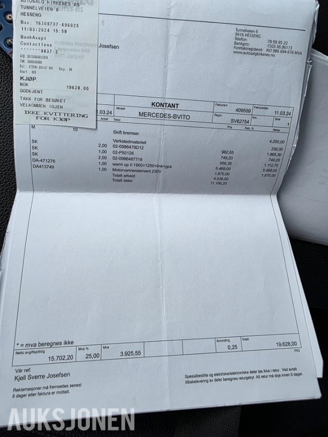 2015 MERCEDES-BENZ VITO V119 A3 4MATIC AUTOMAT, WEBASTO, RYGGEKAMERA