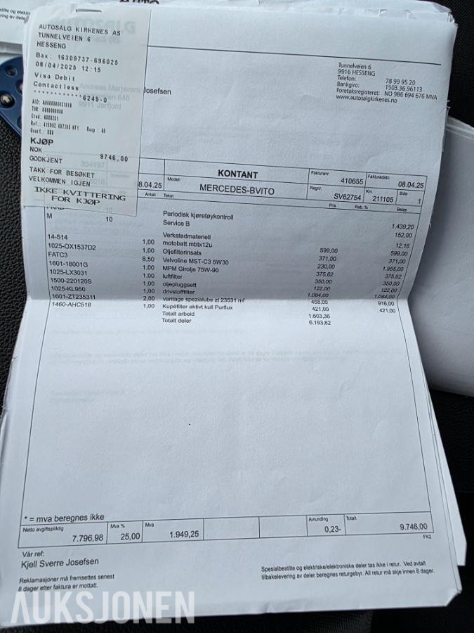 2015 MERCEDES-BENZ VITO V119 A3 4MATIC AUTOMAT, WEBASTO, RYGGEKAMERA