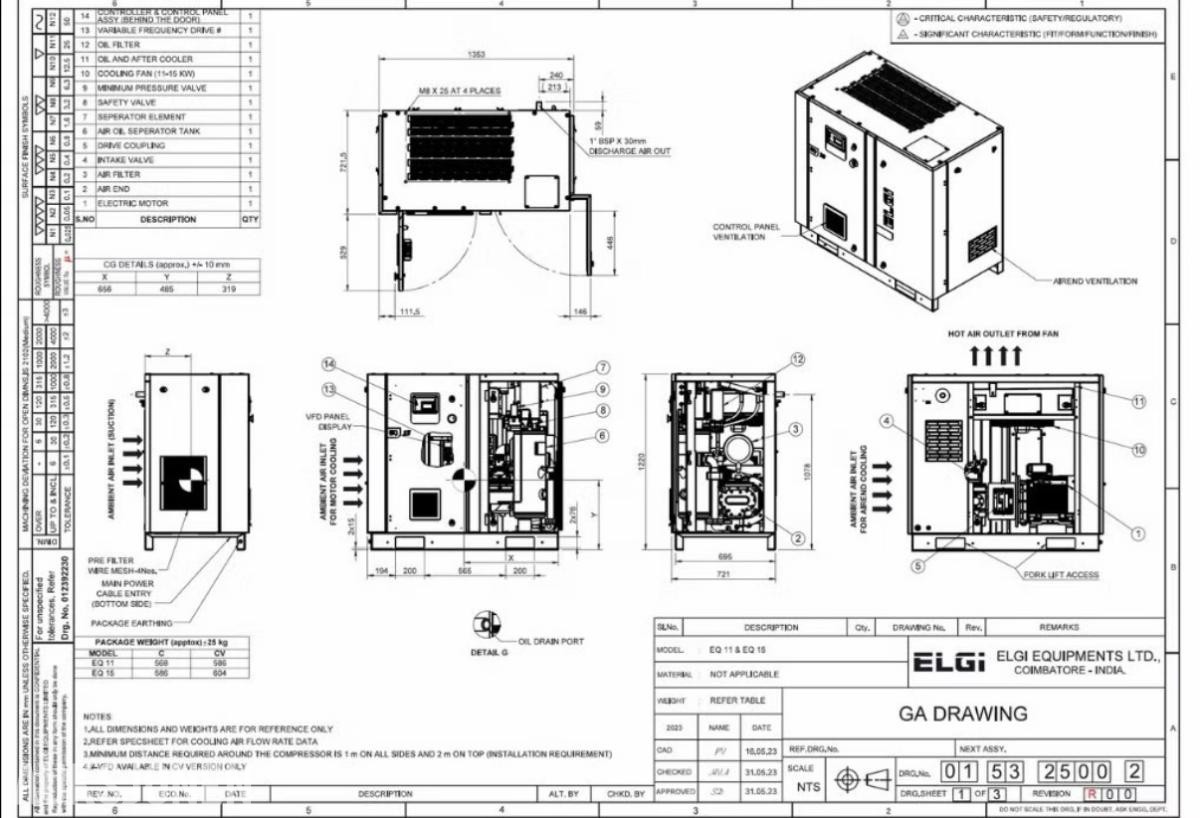 2024 ELGI EQ 15 FREKVENSSTYRT DIREKTEDREVET SKRUE KOMPRESSOR