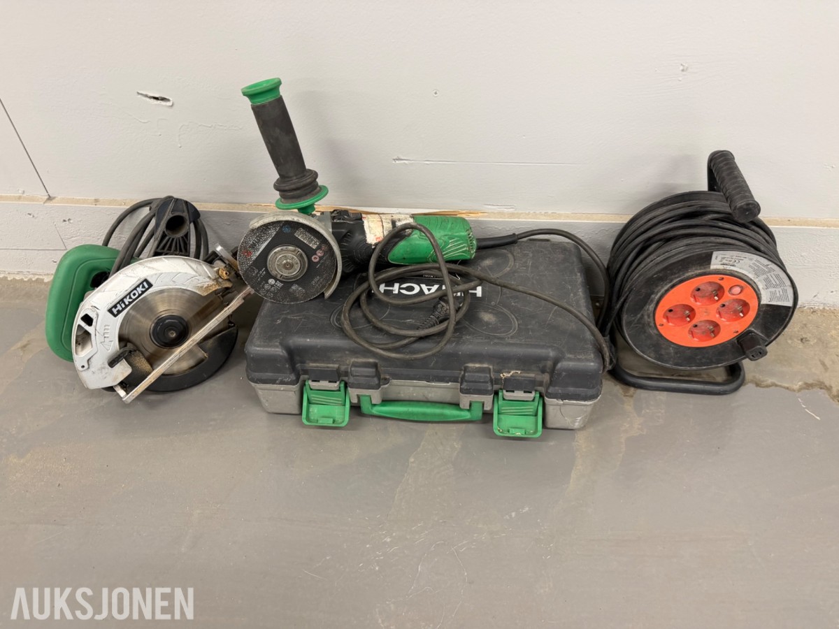 Hitachi sirkelsag og vinkelsliper 230 volt.