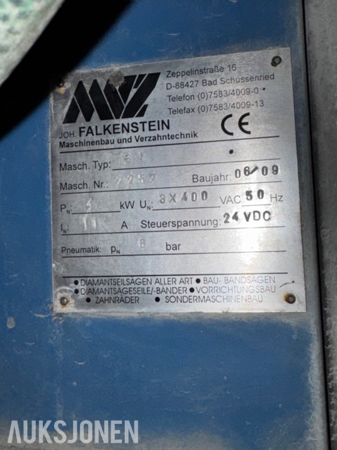 2009 MVZ Joh. Falkenstein Valseslipemaskin for stein - Modell S1