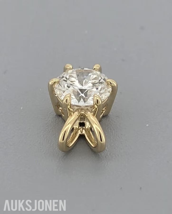 Eksklusivt 1,08 ct IGI-diamantanheng i 14K gult gull (D/VVS2/Excellent)
