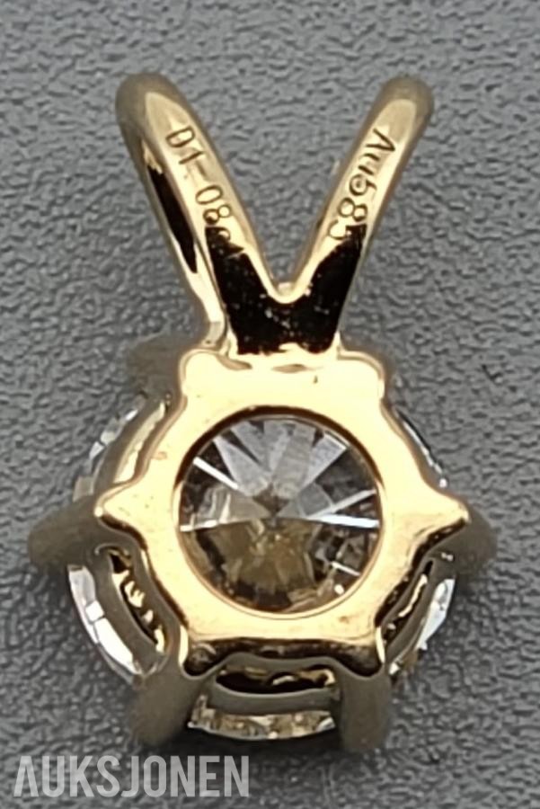 Eksklusivt 1,08 ct IGI-diamantanheng i 14K gult gull (D/VVS2/Excellent)