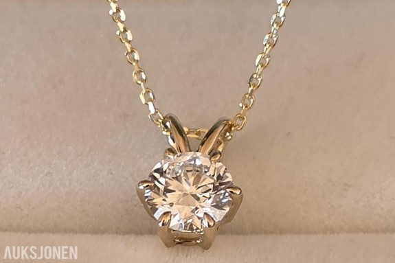 Eksklusivt 1,08 ct IGI-diamantanheng i 14K gult gull (D/VVS2/Excellent)