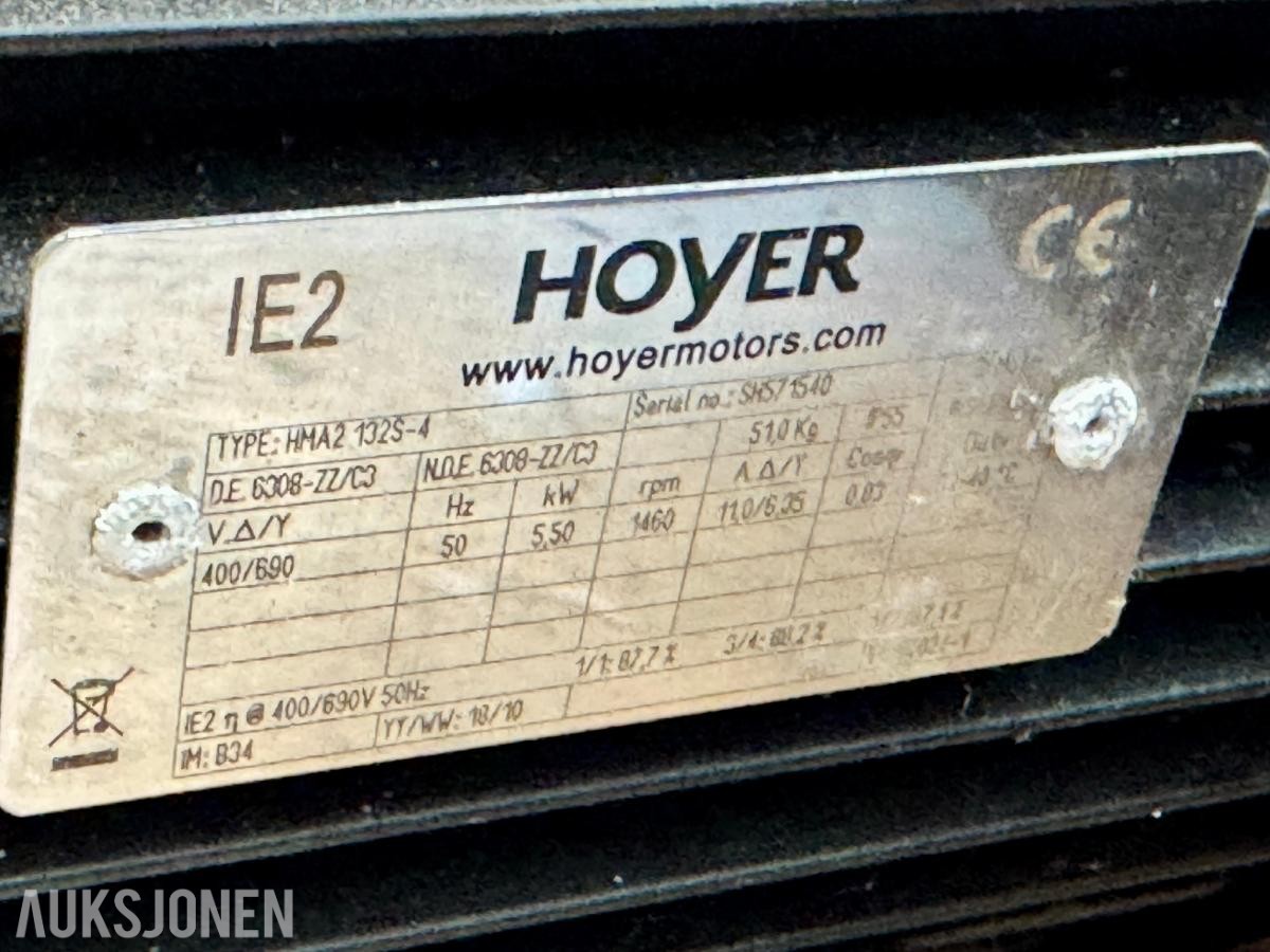 Hoyer HHA2 132S-4 elektromotor 5,5 kW – 400/690 V